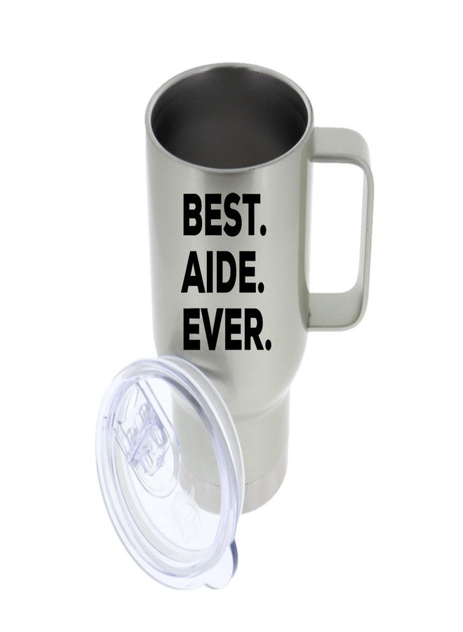 SpreadPassion THE STORE - The Best Aide Ever Tumbler - Stainless Steel Novelty Tumbler for Birthday and Anniversary Parties - Gift Idea for Appreciate on Christmas - 14 Oz Hot Tea Tumbler (Silver) - Image 1